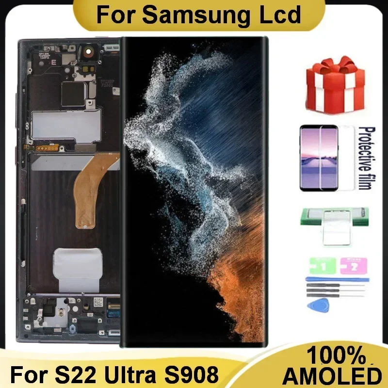 

SUPER AMOLED Display For Samsung Galaxy S22 Ultra 5G LCD S908 S908F SM-S908U SM-S908B/DS Touch Screen Digitizer Assembly