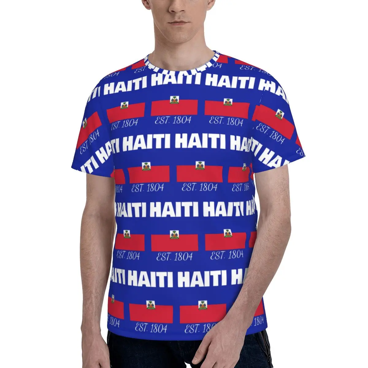 Haiti EST. 1804 Independence Haitian Flag T-Shirt for Men Cotton T Shirts Men's Tees Short Crew Neck Summer Clothes Tops