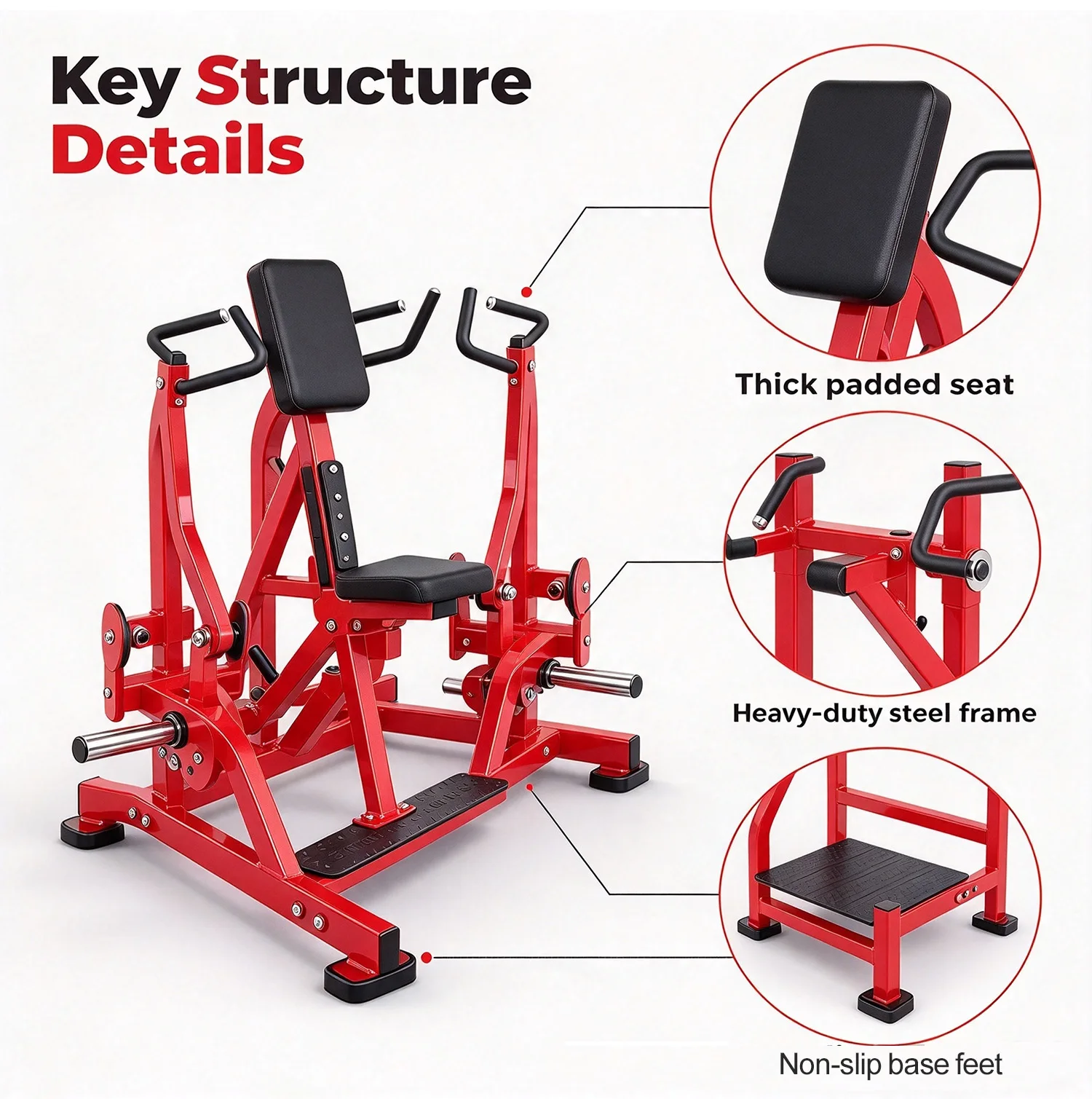 Commercial Separate Plate Weighted Rowing Pullback Trainer Works on the Core Muscles of the Back