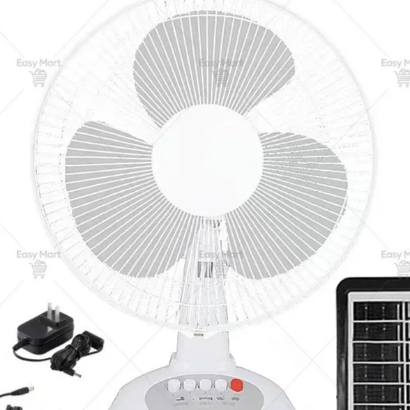 12 inch solar charging fan desktop AC/DC DC lamp
