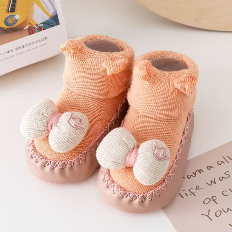 Toddler Socks with Rubber Soles for Toddlers Kids Baby Boys Shoes First Walkers Warm Terry Thicken Slippers Infants Girl Winter