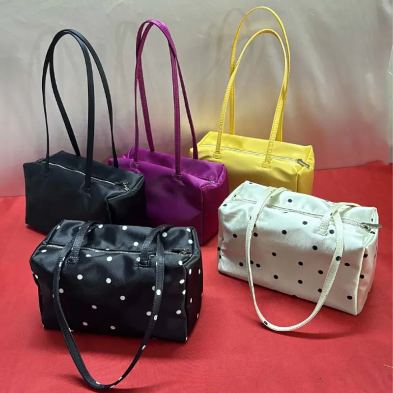 Fashion Design Satin Handbag Underarm Wave Dot Bag High Quality Commuter Nylon Large Capacity Shoulder Bag