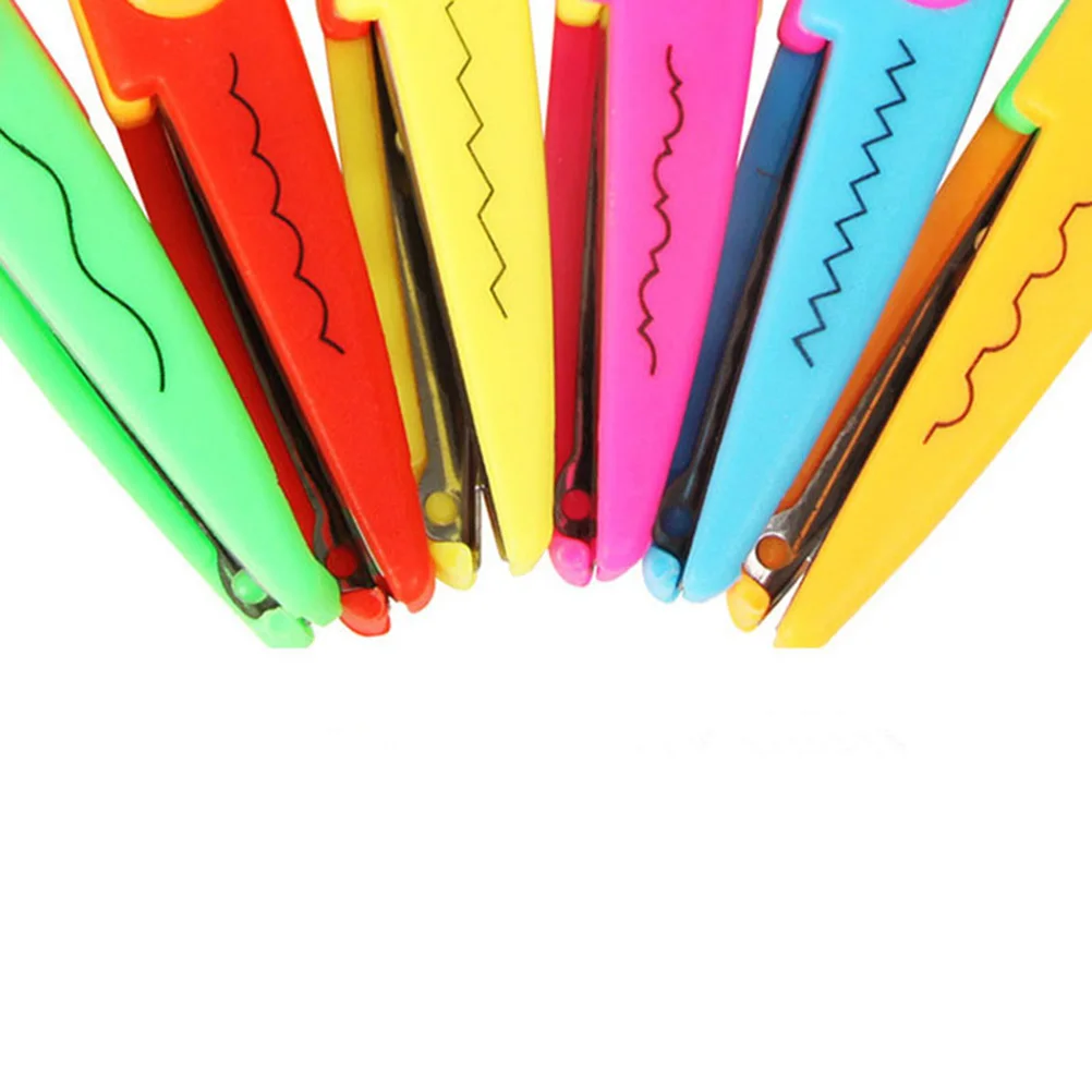 6 قطعة مجموعة مقصات آمنة البلاستيك الصغيرة حواف قطع الورق الحرفية سجل القصاصات لتقوم بها بنفسك أداة فنية لمقص ل #1