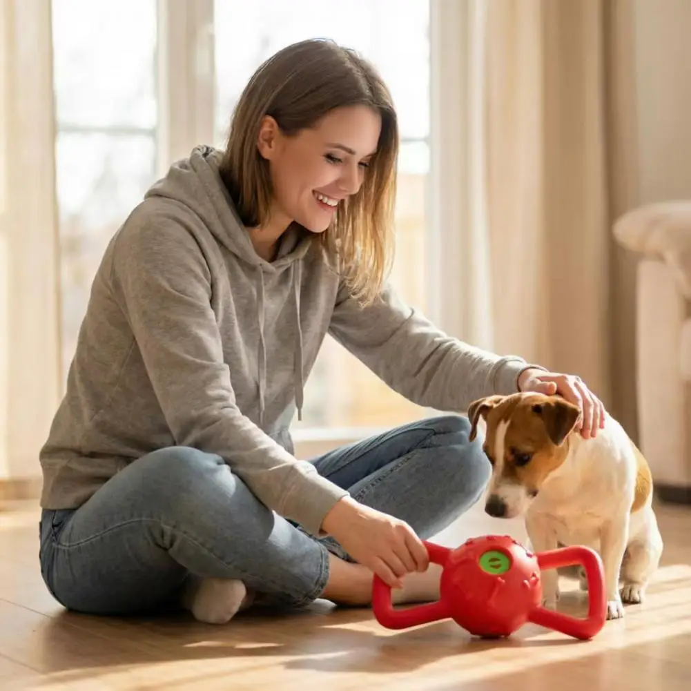 

Pet Oral Care Toy Squeaky Dog Toy with Dual Handles Textured Chew Toy for Puppy Teething Durable Tug-of-war Pet Plaything Dog