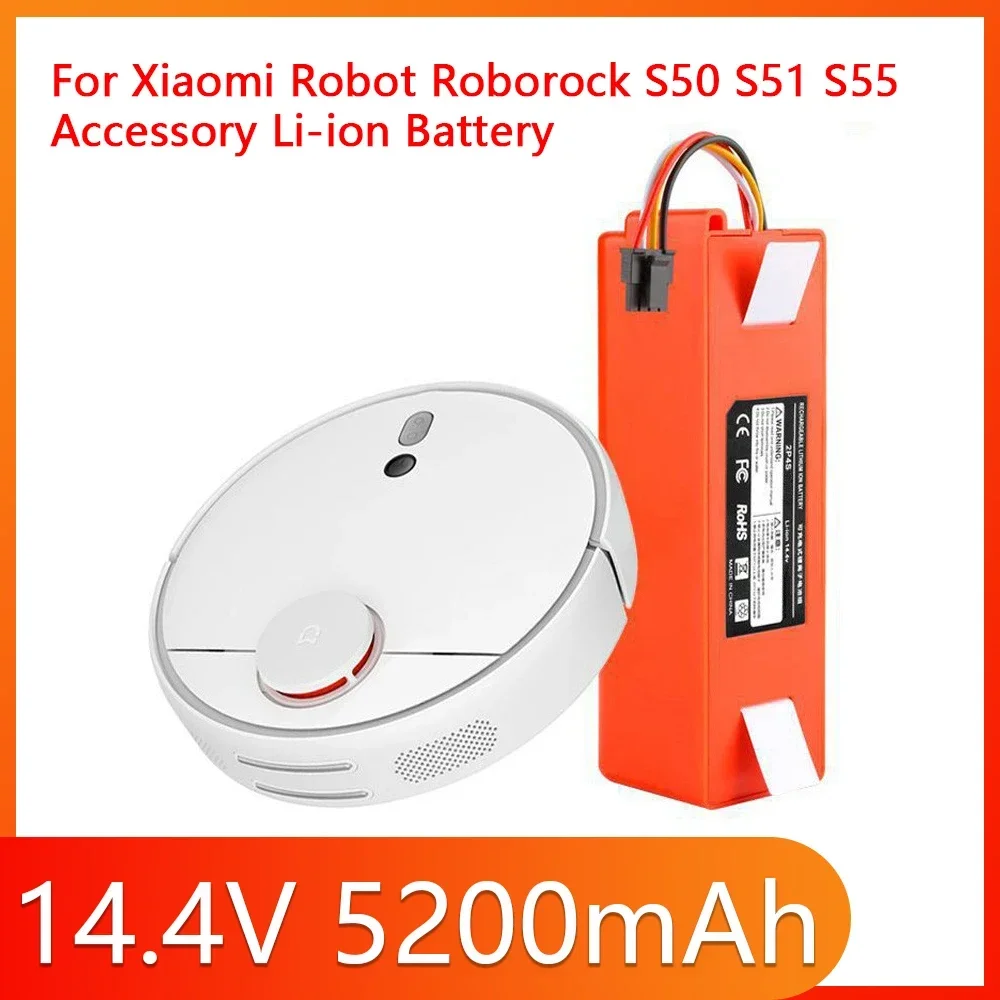 

14.4V 5200mAh Lithium Battery,for xiaomi mijia Vacuum Robotics cleaner accessories S50 S51 rechargeable Li-ion 18650 Battery