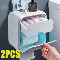 Tissue Box Wall-mounted Waterproof Toilet Paper Organizer Box Multi-function Toilet Paper Holder Box Bathroom Storage Products