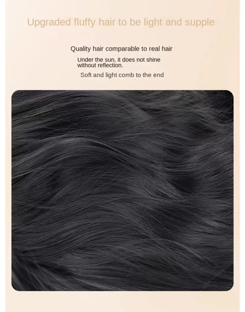 Wig Black Wavy Hair for Daily Use Party wigs with bangs heat resistant Synthetic for Women Cosplay lolita Headband Wigs