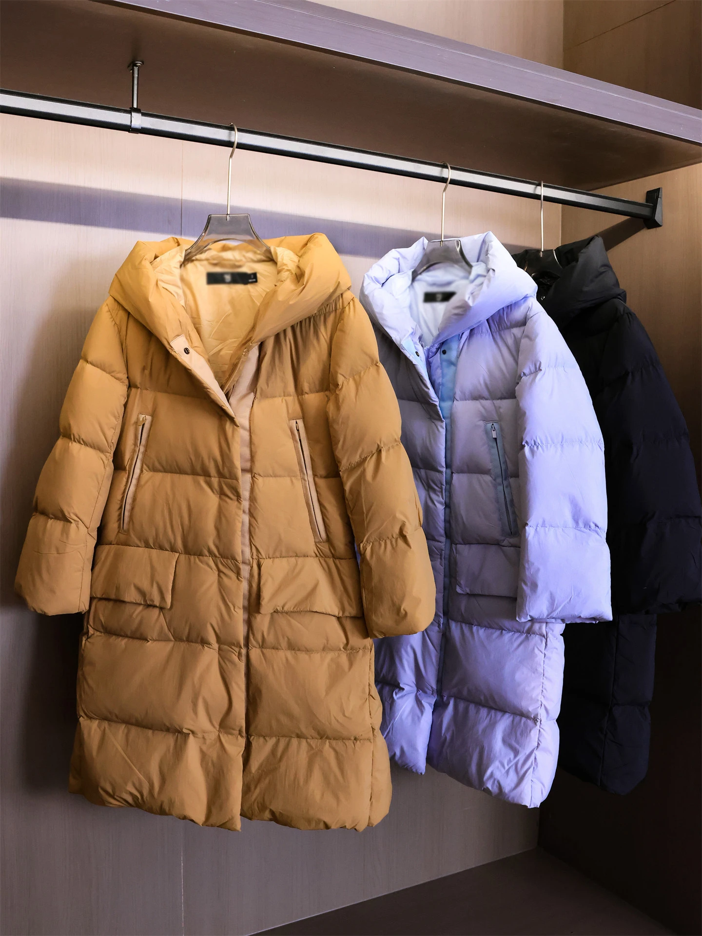Warmth down Jacket Long Sleeve Long Loose Women's Coat Hooded Windproof Thickened  Color Casual Style Polyester Fiber