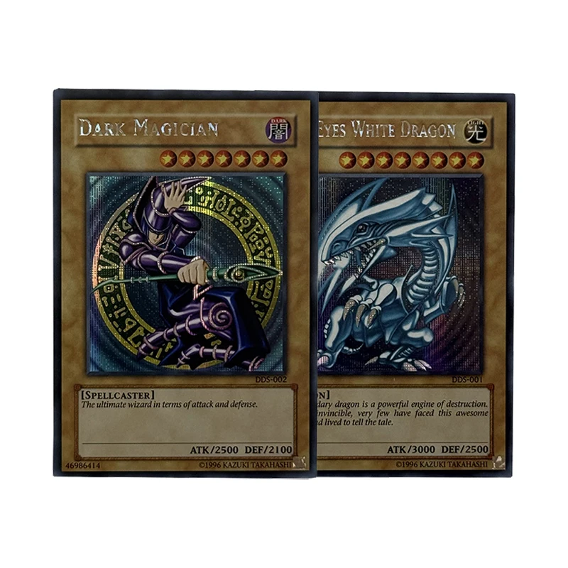 

Yu-Gi-Oh! Collection DIY Proxy Cards Secret Rare DDS-001 Blue-Eyes White Dragon DDS-2 Dark Magician Non-Original Gift Card TCG