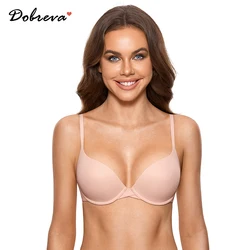 DOBREVA Women's Full Coverage Tshirt Bras Padded Underwire Support Bra Seamless Plus Size