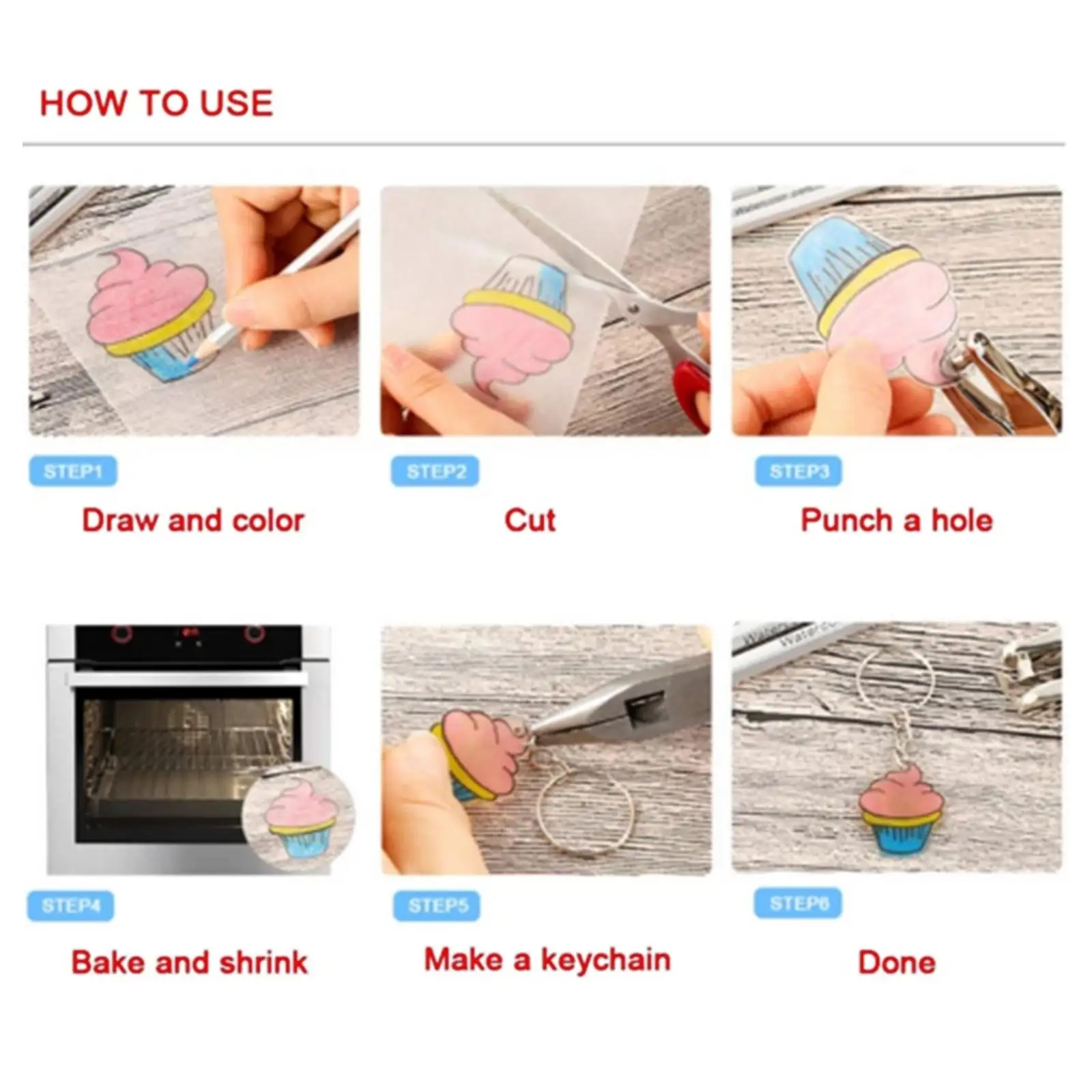 

Plastic Heat Shrink Sheets with Accessories DIY Shrinky Art Crafts for Card Embellishments and Gifts