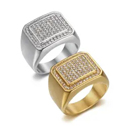 Gold Silver color Men Hip Hop Trendy Street 316L stainless steel with Rhinestones Multiple Jewelry