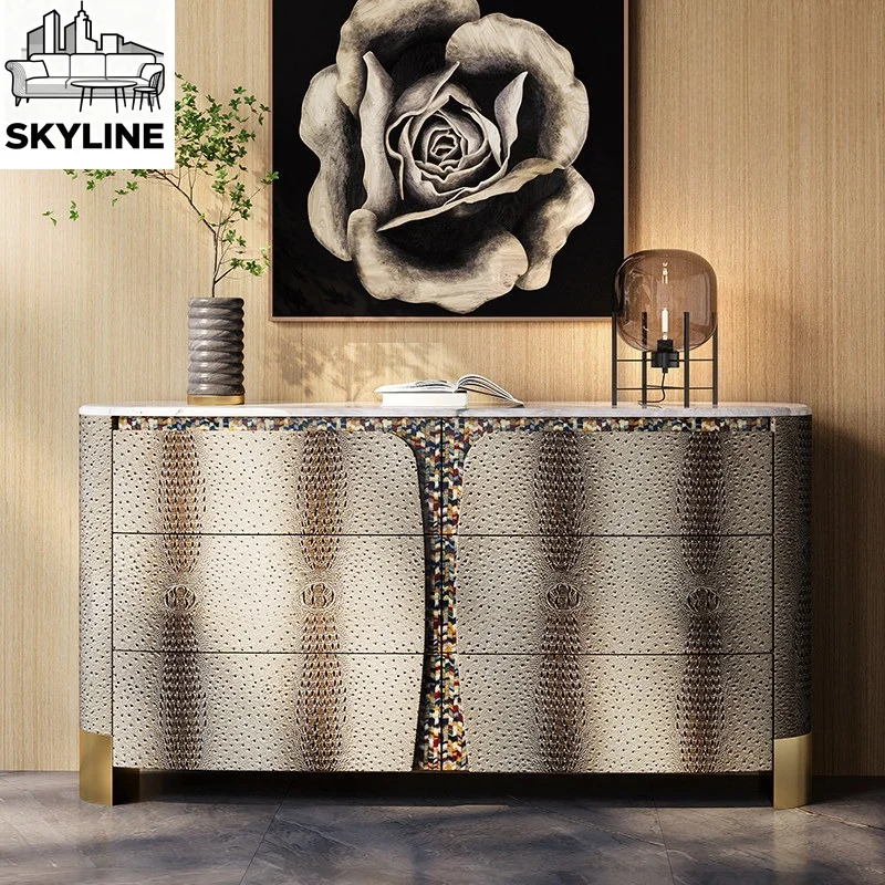 Italian Luxury Marble Multi-Functional Storage Cabinet Sideboard TV Stand Entryway Unit