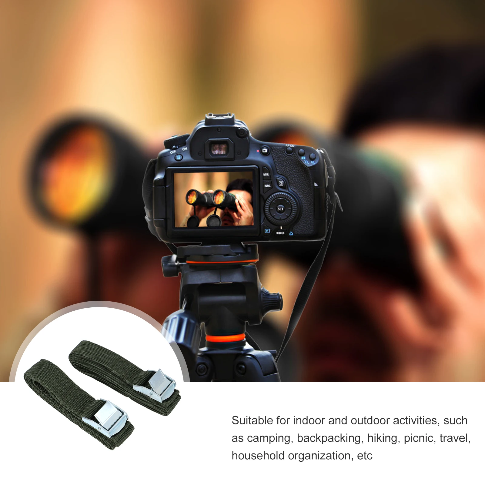 

2pcs Fixing Belt Outdoor Mountaineering Field Securing Strap For Camping Hiking Photography Hunting Adjustable