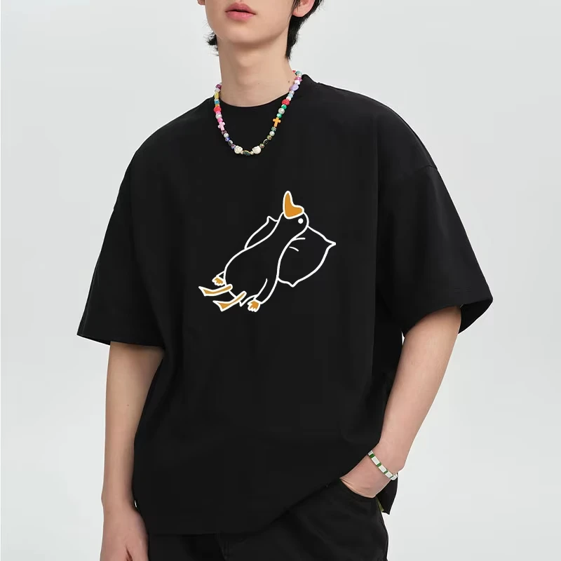 

2025 Harajuku Fashion Graphics Lazy Leisure Duck printed short sleeve T-shirts Cotton High Quality Casual T shirt Unisex