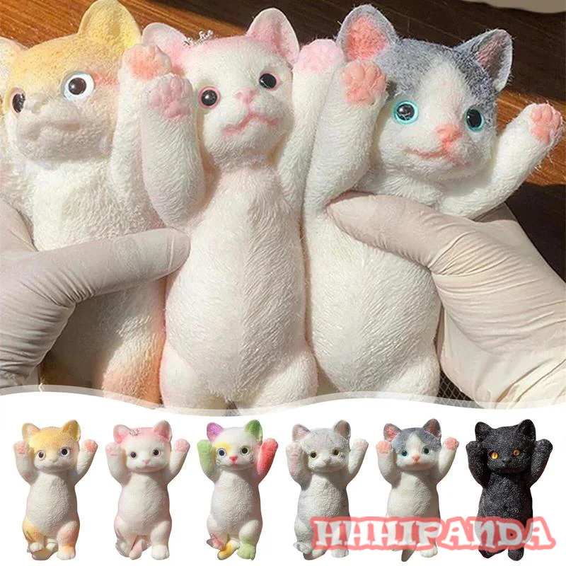 Big Kitty Cat Taba Squishy Silicone Fuzzy Super Big Cat Kitten Handmade Squeeze Toy Mochi Toy Hand Relax Stress Release Gift