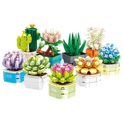 Succulent Potted Plant Cactus Model Building Blocks MOC T2107 Home Decor Collection Bricks Creative Ideas Toy Gift Kids Aldult