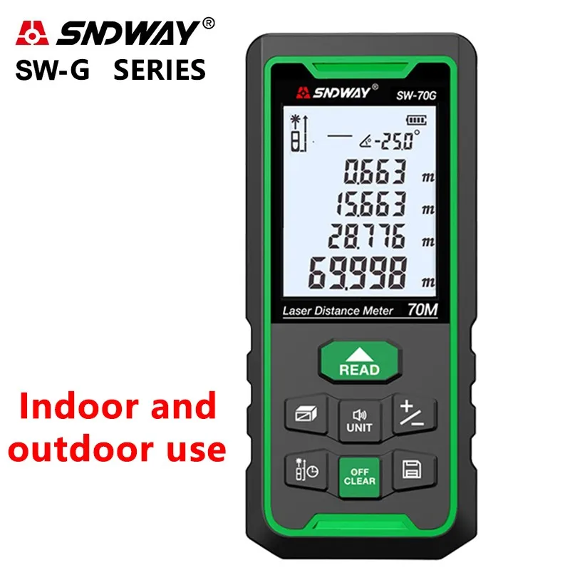 SNDWAY Laser Distance Meter 40M 60M 80M 100M 120M Rangefinder Laser Tape Range Finder Build Measure Device Ruler Test Tool