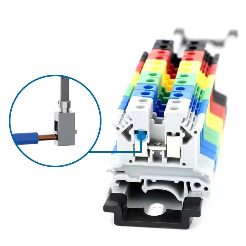 20/50/100Pcs PT2.5 Din Rail Terminal Block Push In Spring Screwless 2.5mm² Electrical Wire Conductor Connector