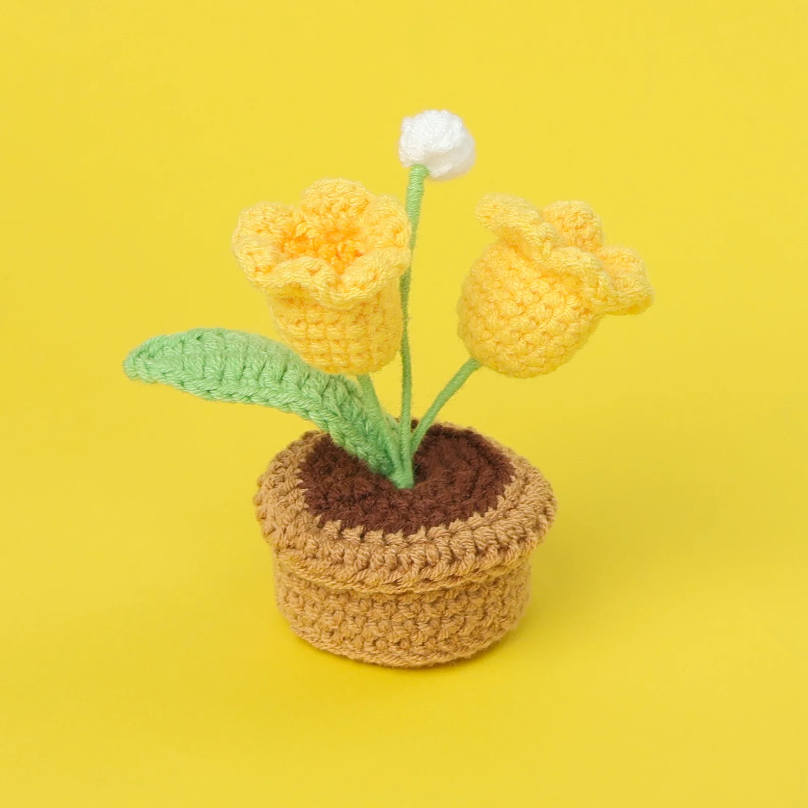 Gehäkelter Orchideentopf, Mini Handgemachte Blume, Gestrickte Maiglöckchen, Desktop- und Autodekoration, Geschenk – Detail 3