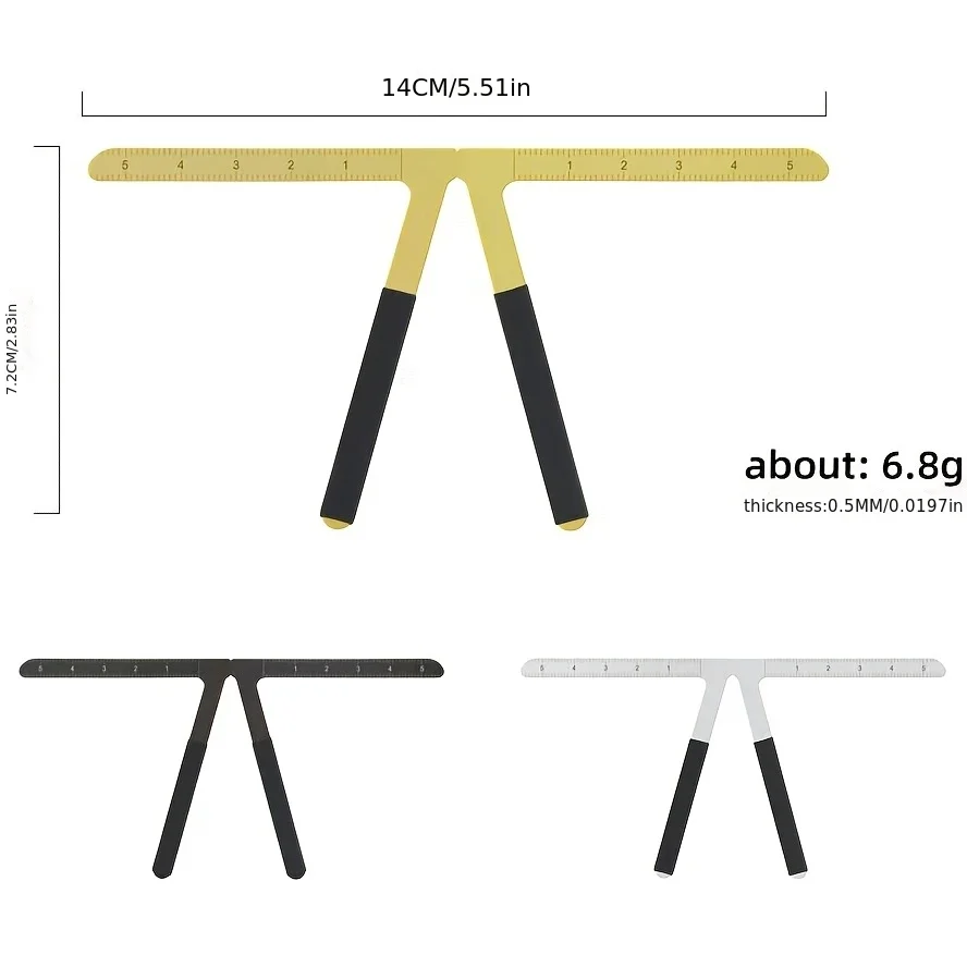 Eyebrow Positioning Measuring Ruler, Three-Point Golden Ratio Eyebrow Grooming Measurement Tool