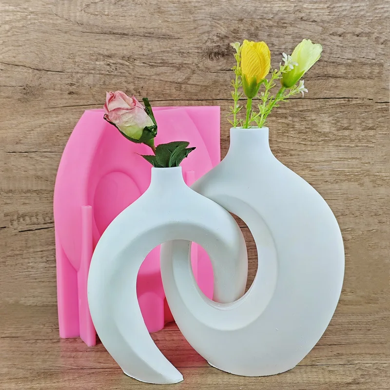 Creative  Concise Vase Flower Pot Ashtray Pen Holder Silicone Mold  Making Home Decoration with Epoxy Plaster Cement Handicraft