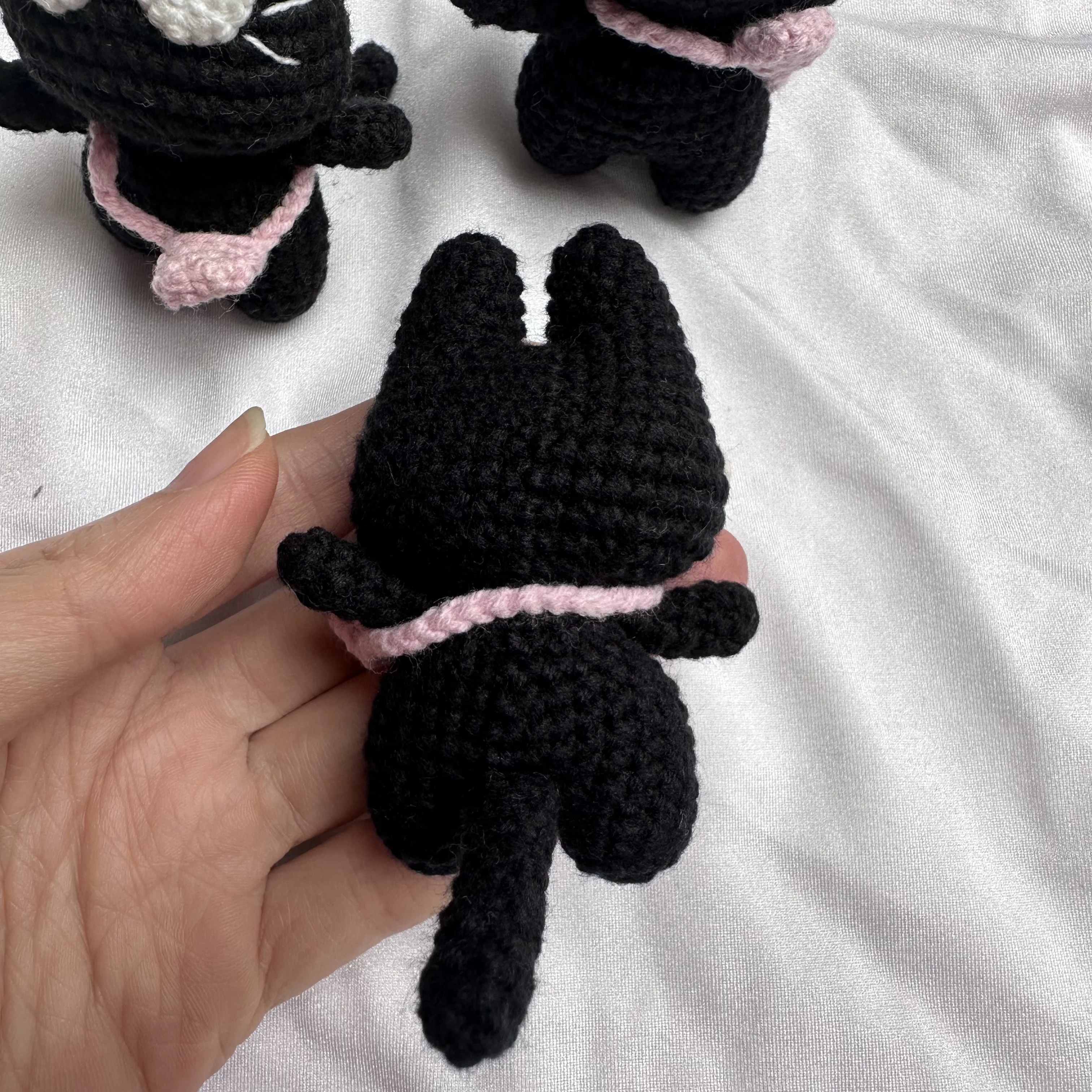 Cartoon Black Cat Handmade Crochet Hang Ornament for Handle Bag Decor Forest Animal Knitted Birthday Handiwork Gift Cat With Bag