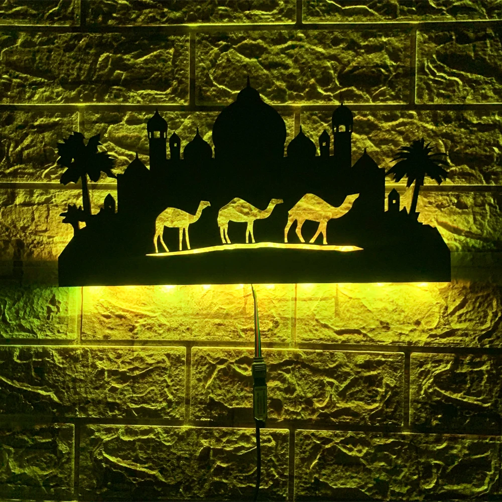 

ZK50 Nordic Hollow Camel Castle LED Wall Lamp Interior Decoration USB Night Light Remote Control Suspended Ambience Light