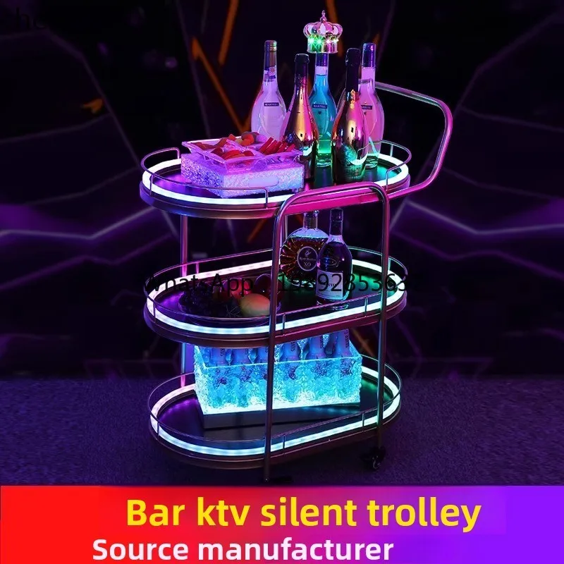 bar luminous trolley night KTV three-layer wine delivery food truck mobile foreign wine liquor truck