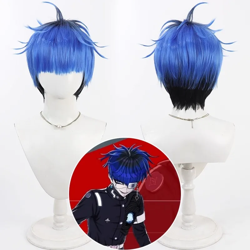 

Парик для косплея Game Hundred Line, 30 см, короткие термостойкие синтетические волосы, Omokage Yugamu, парик для косплея + шапочка для парика, вечерние парик для Хэллоуина