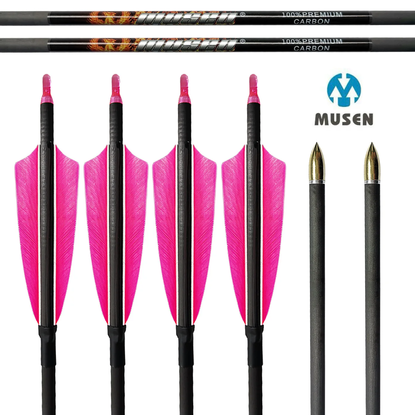 6/12 stücke 30in Reinem Kohlenstoff Pfeile ID 6,2 MM Spine 250/300/350/400/500/600/700/800 4in Türkei Feder Bogenschießen Bogen Jagd Schießen