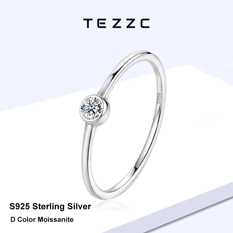 

Tezzc 3 мм кольцо с муассанитом в стиле пузырька для женщин S925, серебро, простое и модное штабелируемое кольцо, рождественские ювелирные изделия, подарки