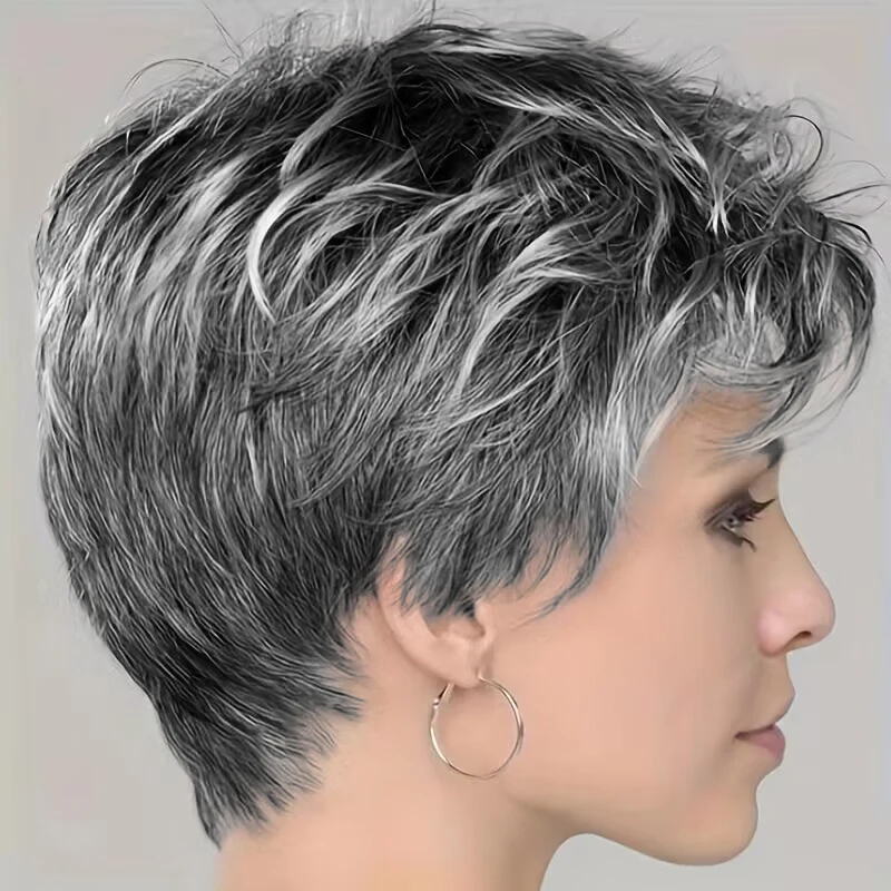 Short Straight Pixie 6 Inch Synthetic Wigs for Women Mixed Blonde Synthetic Layered Cosplay Hair Wig