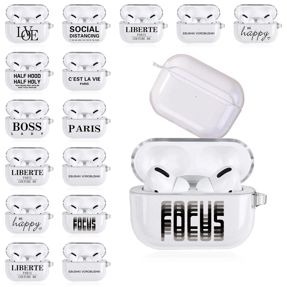 Earphone Case for Apple AirPods Pro /AirPods 3rd Gen Anti-drop Wireless Bluetooth Headphone Cover Text Pattern Silicone Cases