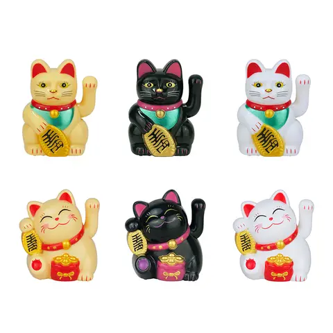 1pc Mini Electric Waving Arm Lucky Cat Solar Automatic Waving Lucky Cat Car Decoration Cake Baking Gift Home Decoration