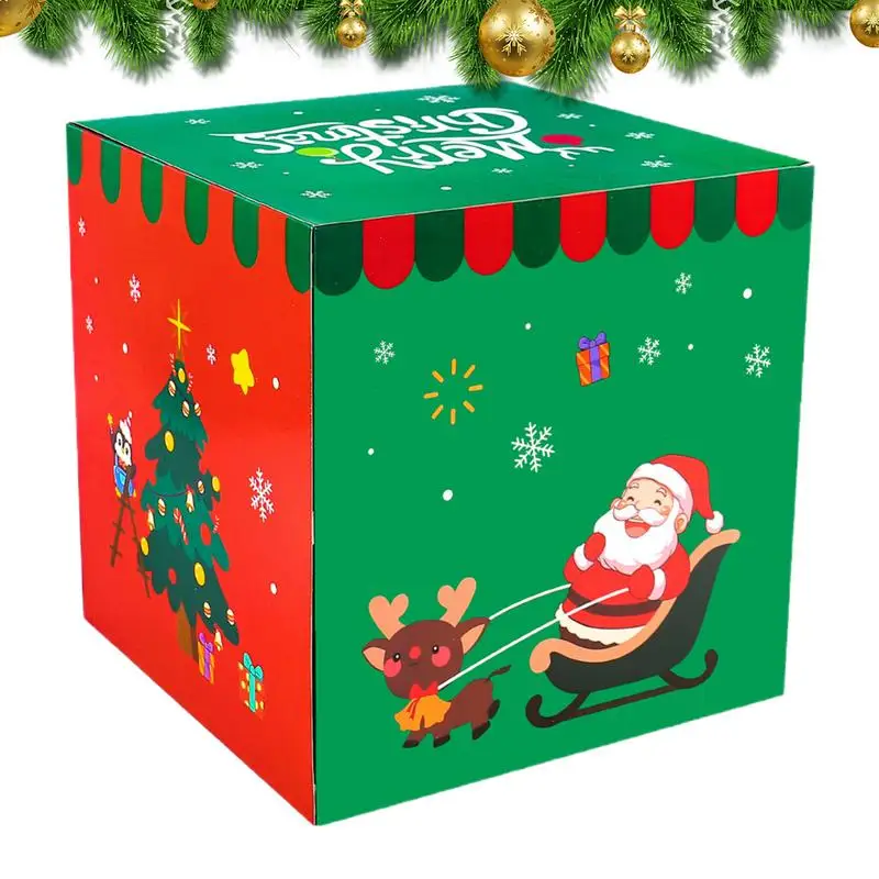 Christmas Boxes Small Christmas Elk Snowman Santa Claus Box 25cm/9.84in Holiday Candy Box With Lid Christmas Themed Box For Kids