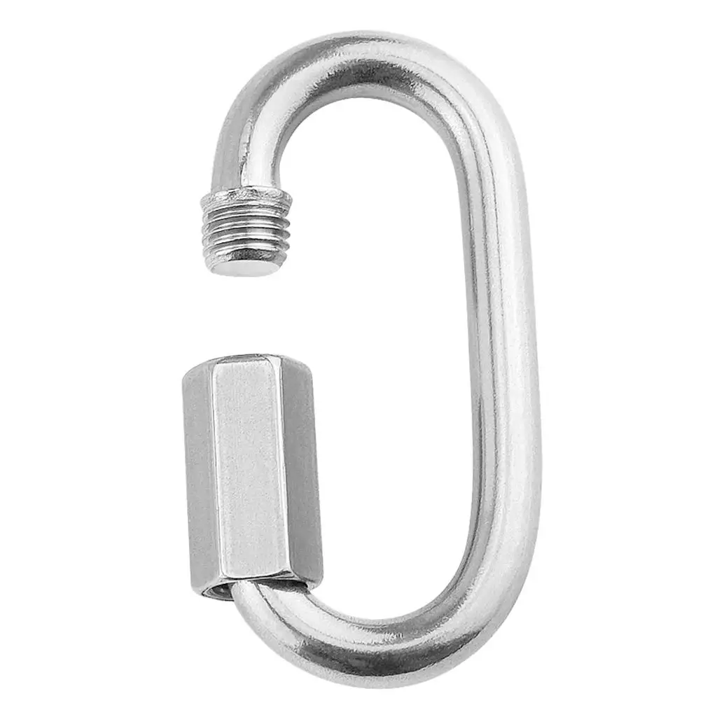 304 Stainless Steel Screw Locking Oval Quick Carabiner 8x75mm