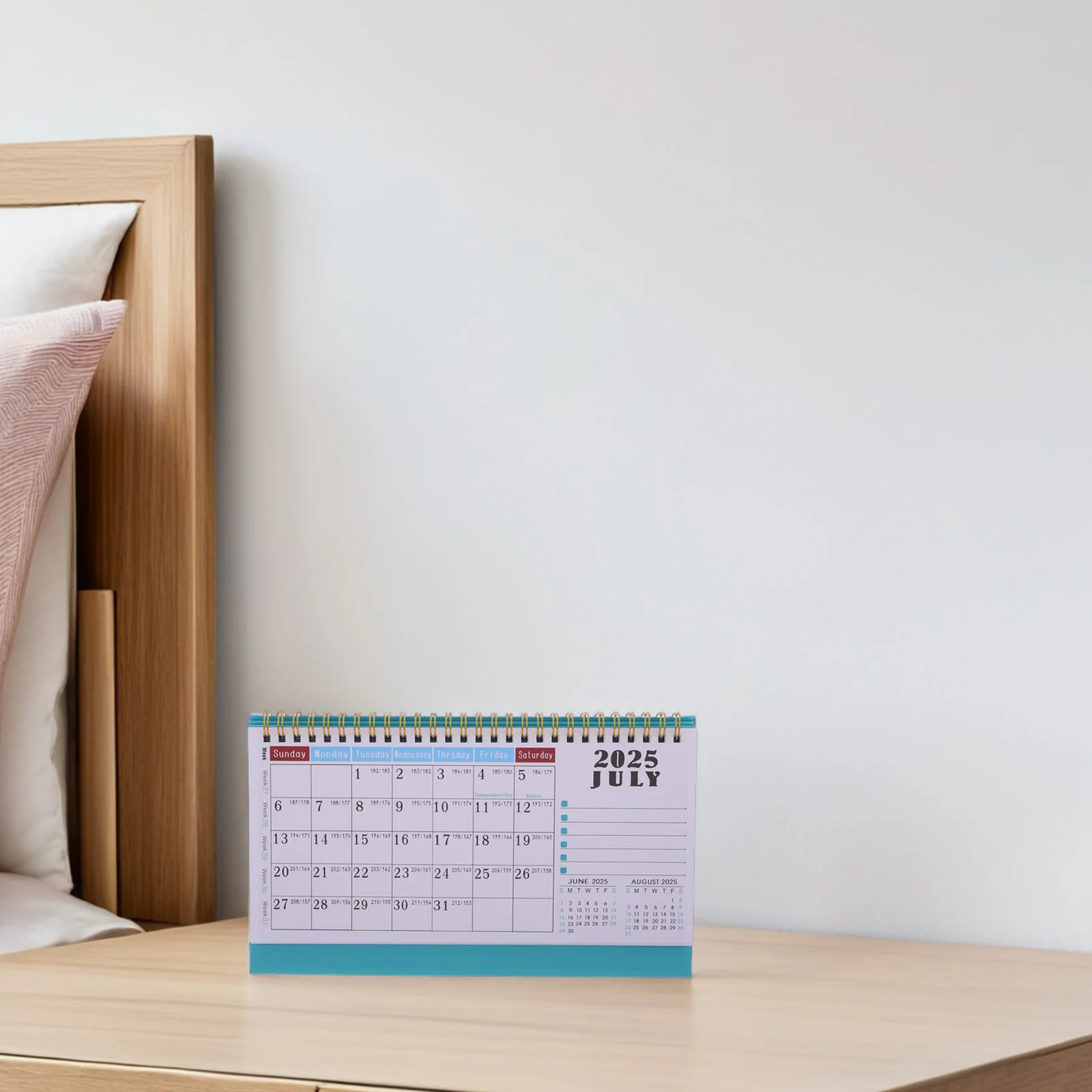 

2026 English Desk Calendar Simple Design Construction Mini Desktop Planner Large Family Office Sky Blue Year Calendar