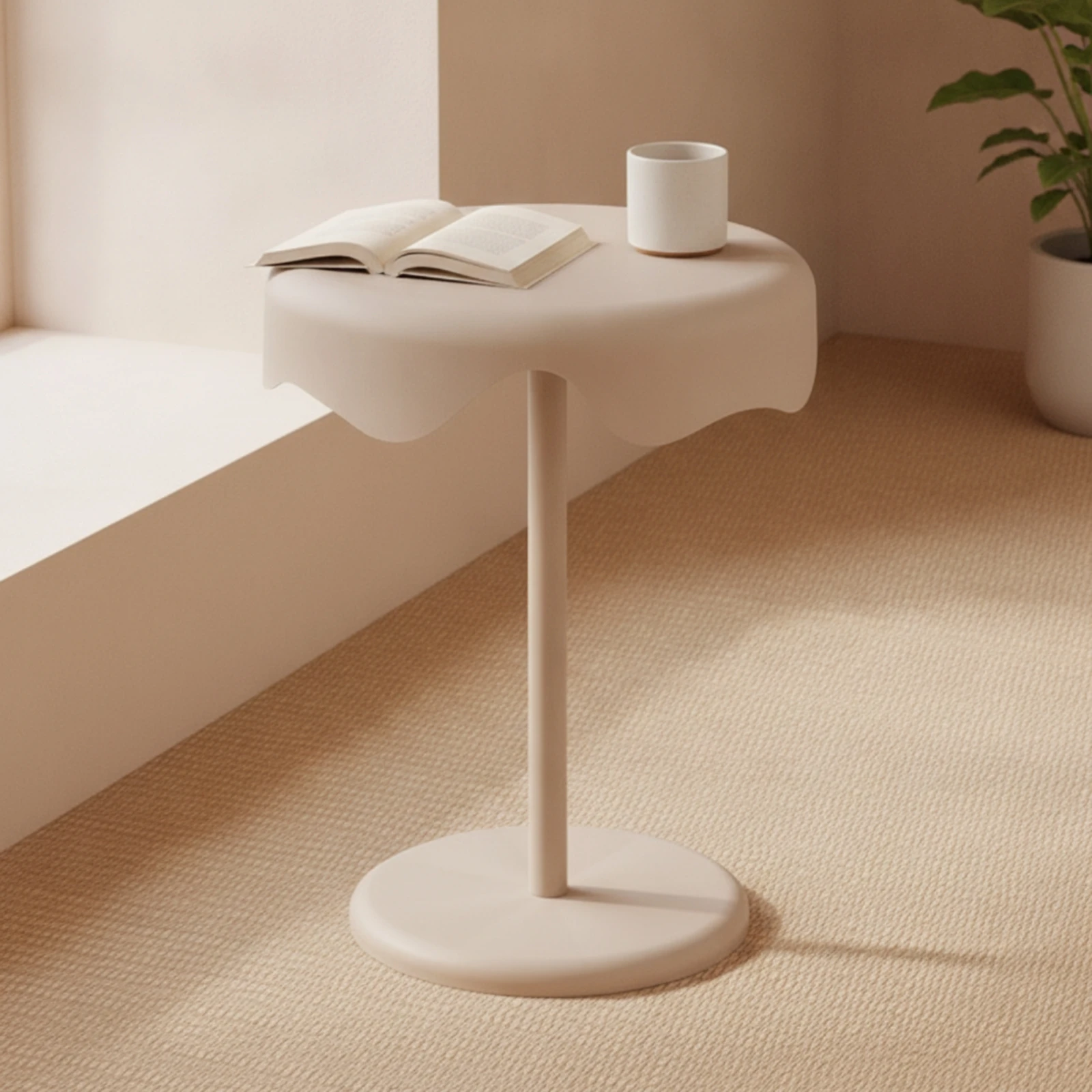 Scalloped Side Table Slim-Profile Cloud Side Table Furniture Sturdy Solid for Living Room, Bedroom