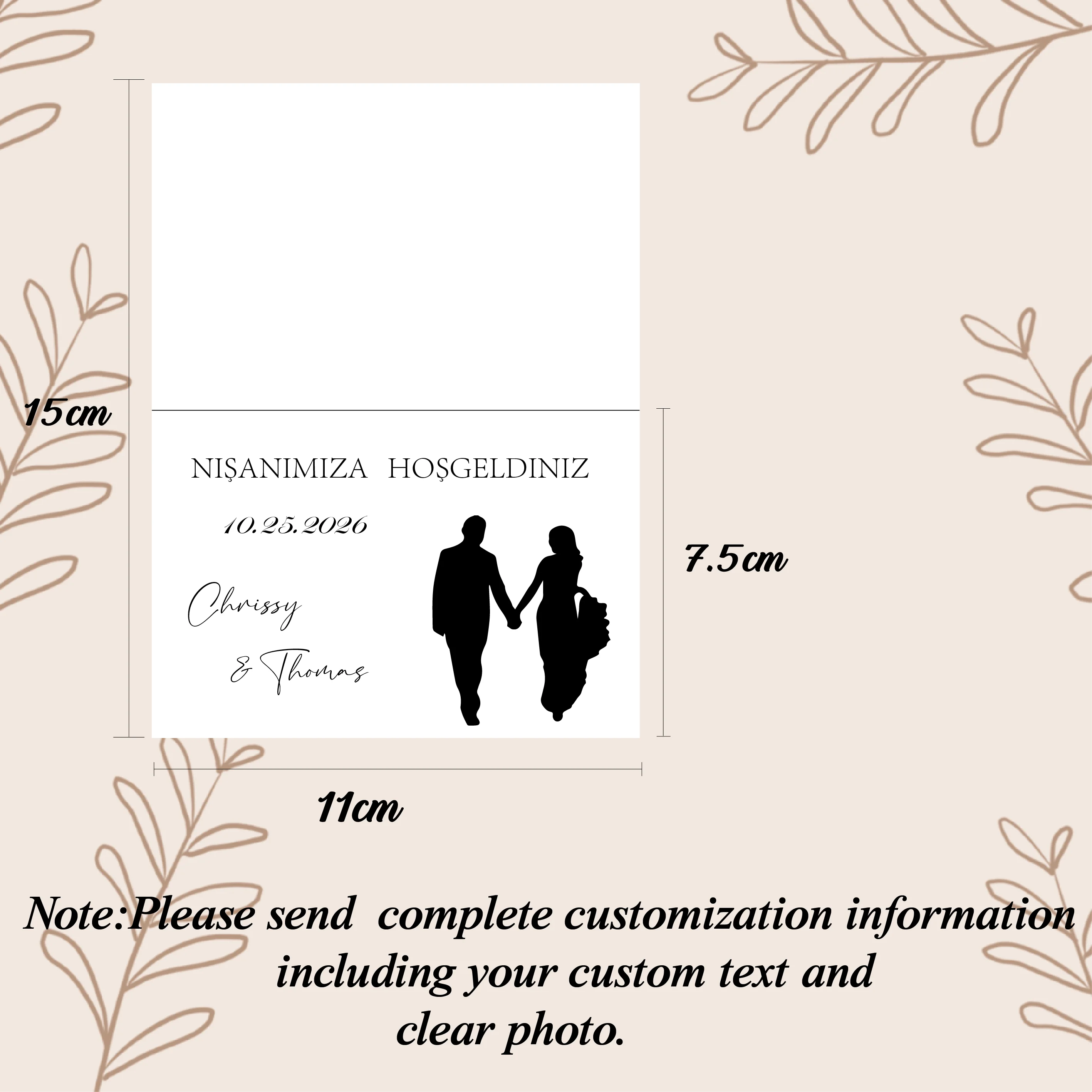 بطاقات مكان الزفاف الشخصية مع صورة مخصصة اسم العروس والعريس حفلة خطوبة ديكور بطاقة المعمودية دعوة الزفاف