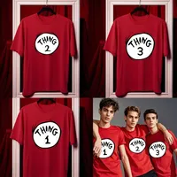 DR Seuss Thing 1 2 3 T-Shirt for A Mens Red T Shirts Vintage Anime Top Affliction Tee Plain Graphic T Shirts Harajuku Streetwear