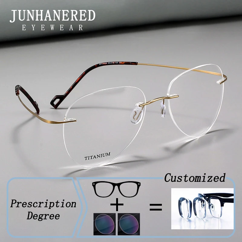 

New Fashion Pilot Toad Men Women Frameless Photochromic Prescription Glasses Anti Blue Light Presbyopic Myopia Custom Eyewear