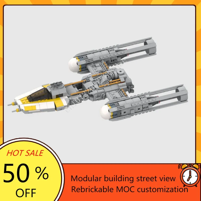 

605PCS Mini-scale Y wing Space War Military MOC SpaceShip Starfighter Battle Christmas Puzzle DIY Birthday Assembly Toy Gift
