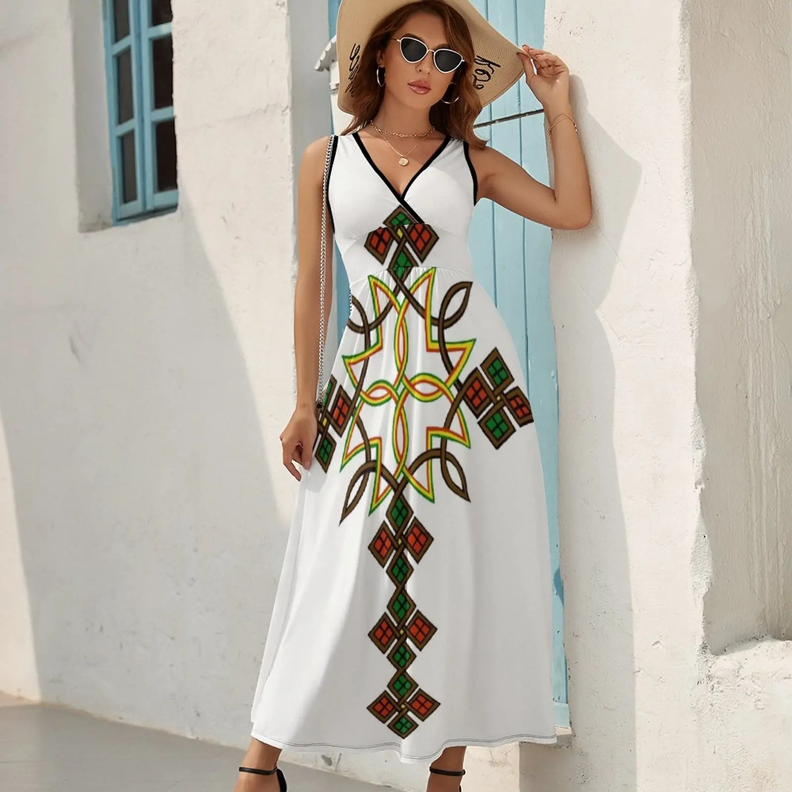 Vestido Ethiopian Cross sem mangas para mulheres, vestido feminino de verão, vestido sexy, 2020