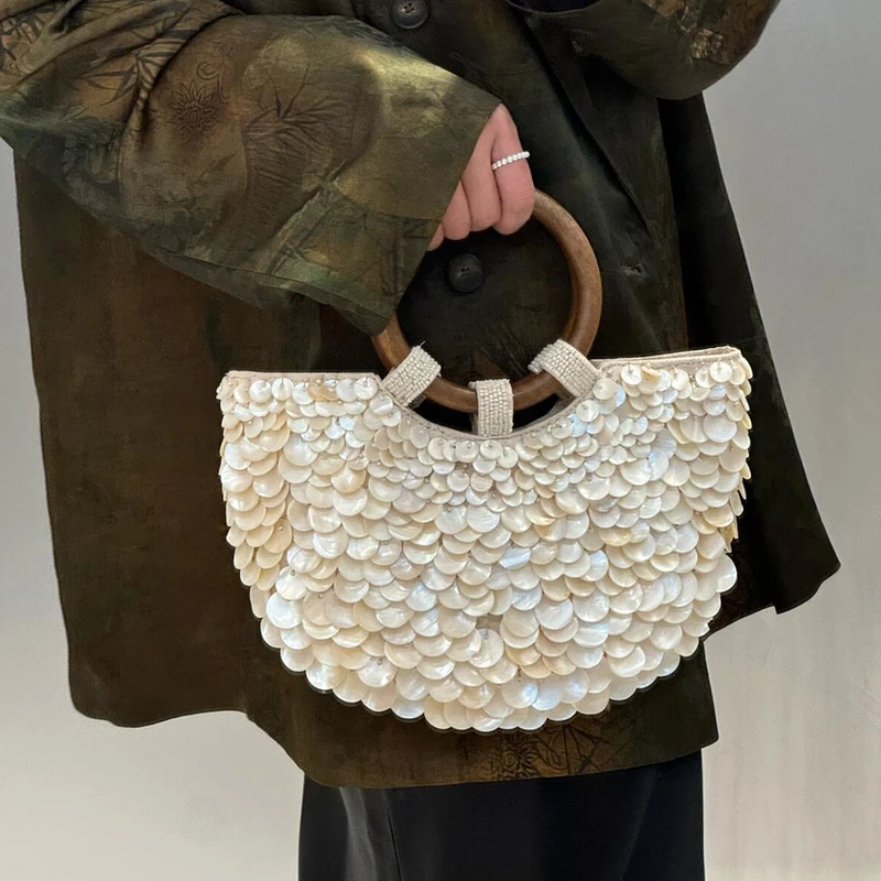 

NEW Handmade Heavy Industry Bead Handbag Embroidered Rhinestone Pearl Diagonal Totes Women's Wedding Party Bag
