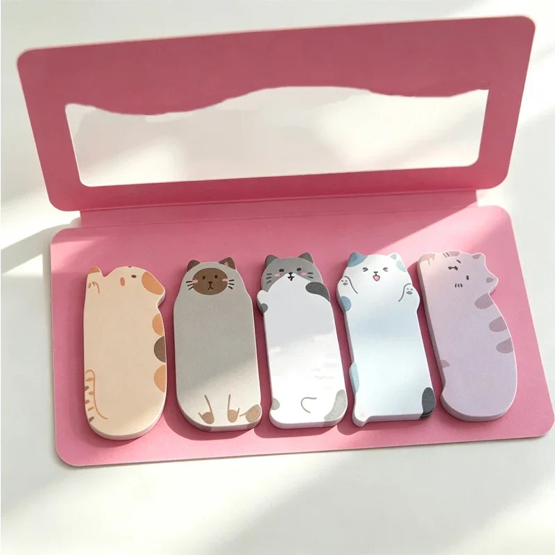 150 Sheets Kawaii Cartoon Animal Sticky Notes Cute Cat Self‑Adhesive Memo Pads Students Decorative Creative Notepads Bookmarks