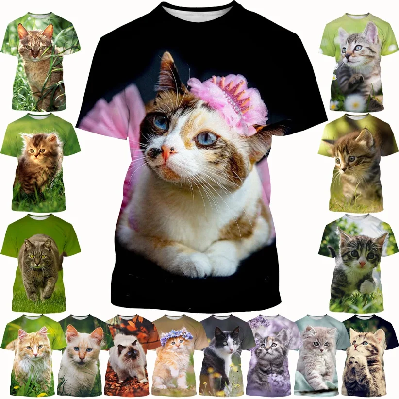 

New Fashion Cat 3D Printed T-shirt Cute Animal Cat Men/Women's Harajuku Casual Short Sleeve