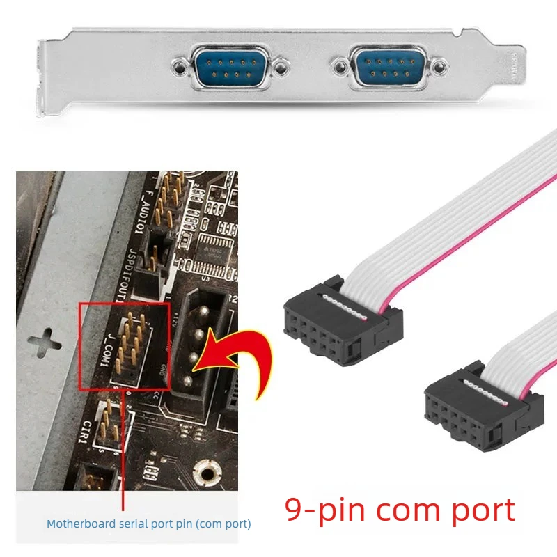DB 9-pin COM Serial Port Industrial Control Computer Serial Port Baffle Cable Chassis DB9M Expansion Cable COM Port RS232 Cable