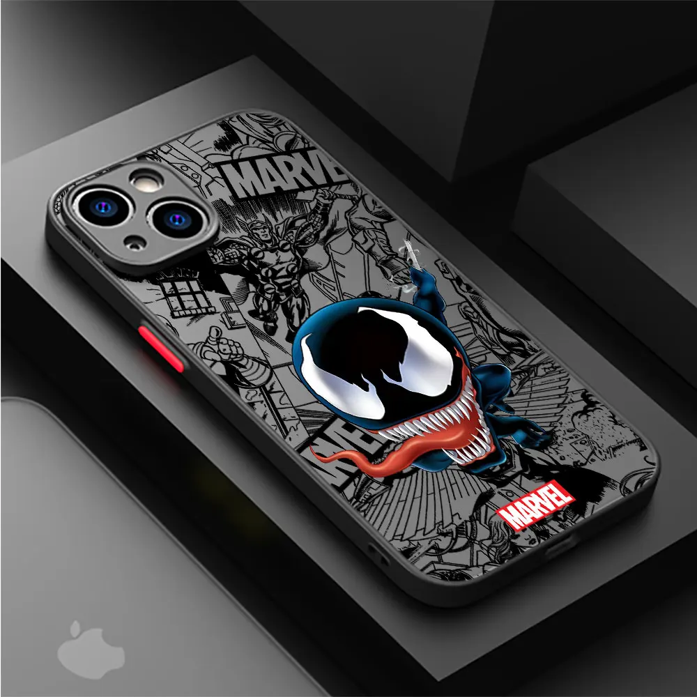 Case for Apple iPhone 14 Plus 13 Mini 8 Plus 12 XR X 7 11 Pro XS Max 15 Pro Max Soft Marvel Hero Ironman Spiderman Matte Cover