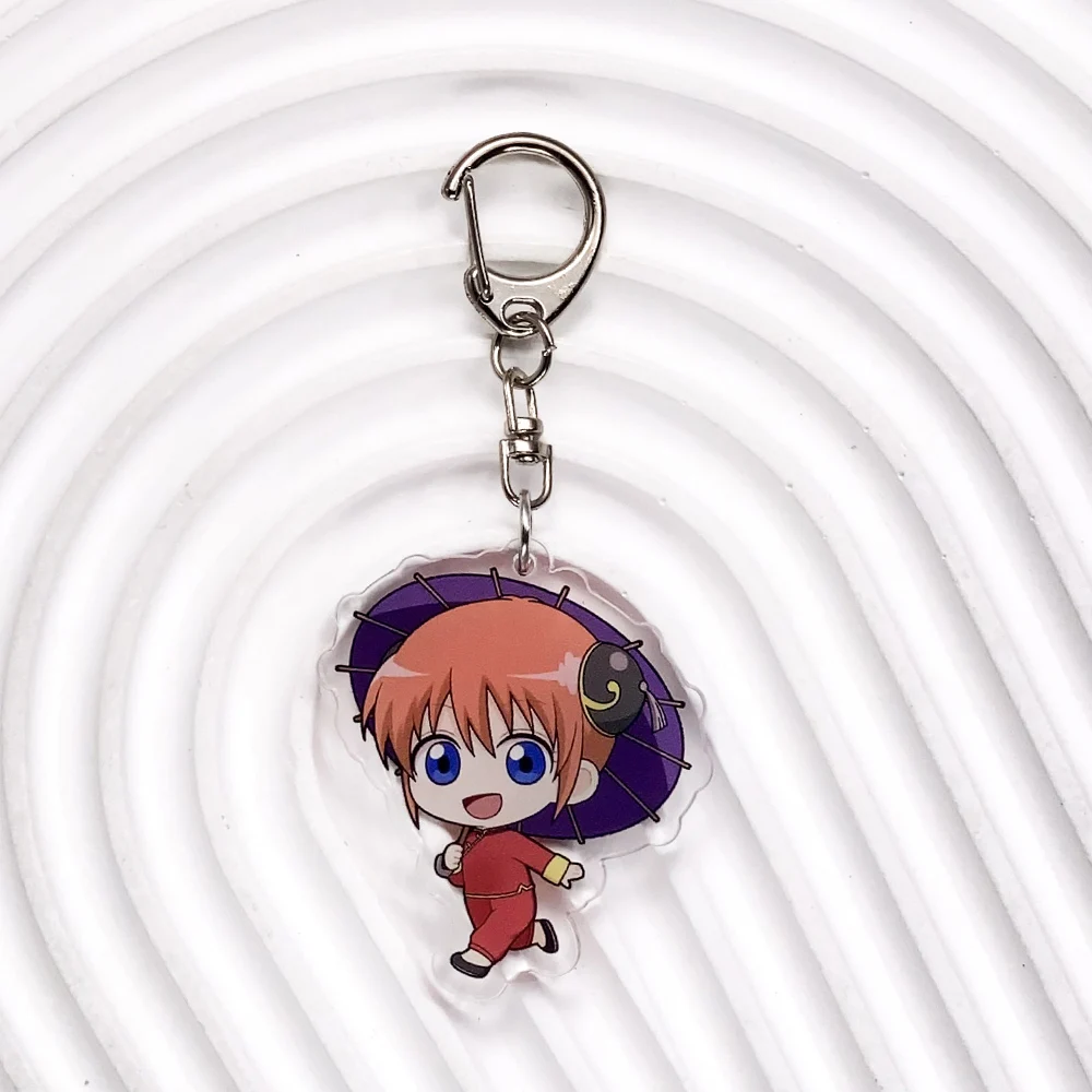 شخصيات أنيمي جينتاما الاكريليك سلسلة مفاتيح السيارة الملحقات العصرية حقيبة سحر الإبداعية على ظهره قلادة كيرينغ هدايا للأصدقاء #4